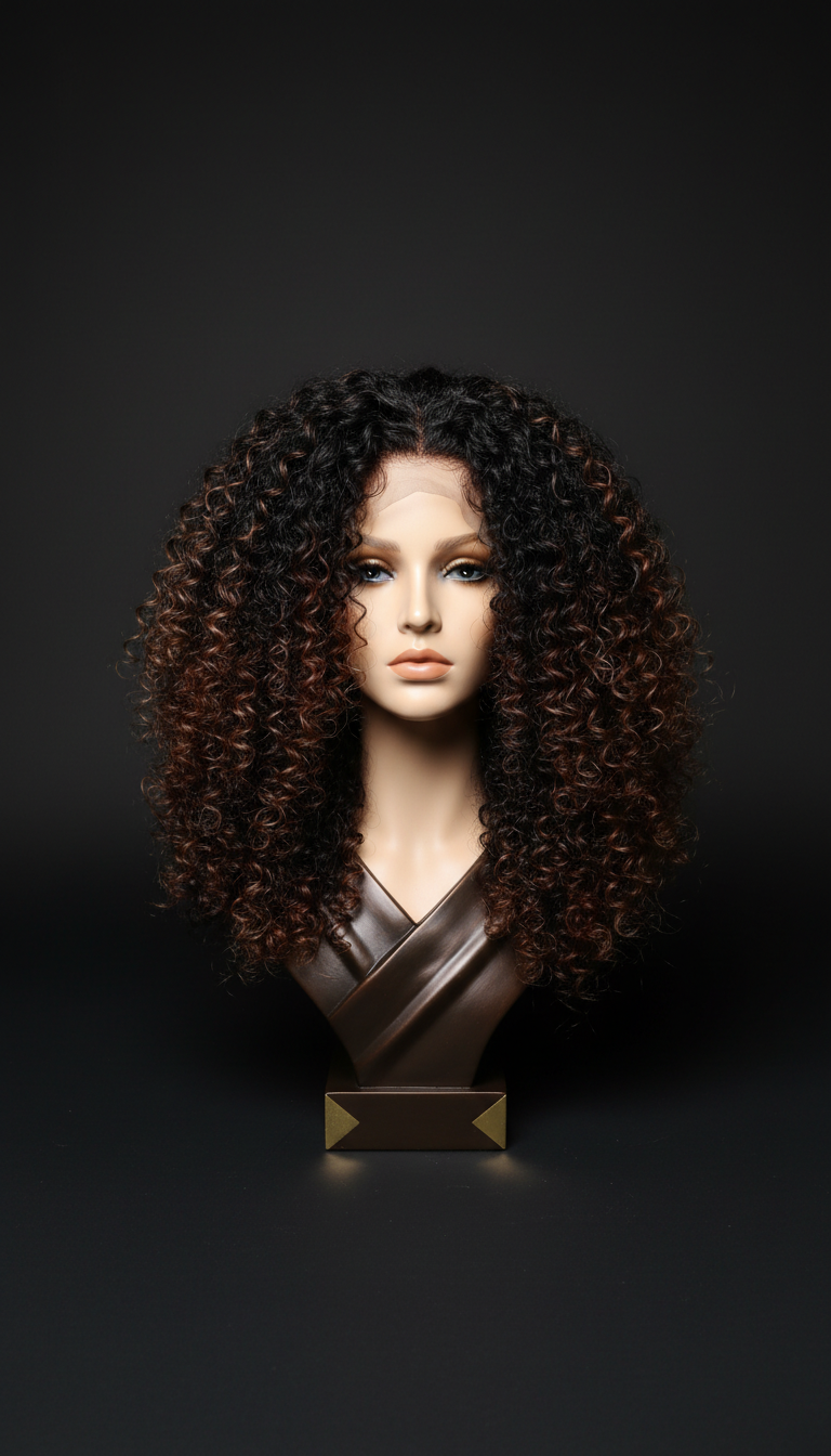 Peluca lace front rizada de lujo